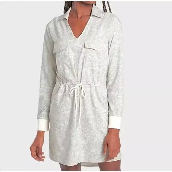 NWT Athleta Zuma Print Collar Shirt Dress Long-Sleeve Pockets Women Plus Size 1X - Picture 2 of 13